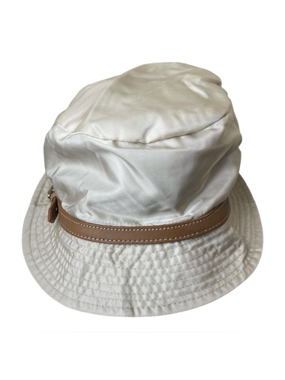 Coach Y2K Bucket Hat Womens S Tank Brown Nylon Leather Buckle Trim Signature CC